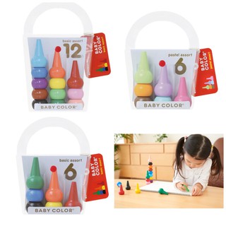 現貨馬上出 日本製 Baby Color 兒童 安全 無毒 蠟筆 不易斷 6色 12色 疊疊樂