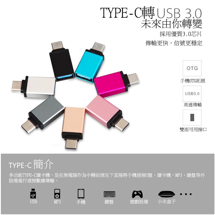 現貨 台中店 特惠中28元* TYPE-C OTG轉接頭 USB讀卡器 轉接頭 手機接滑鼠 手機接隨身碟 隨身碟