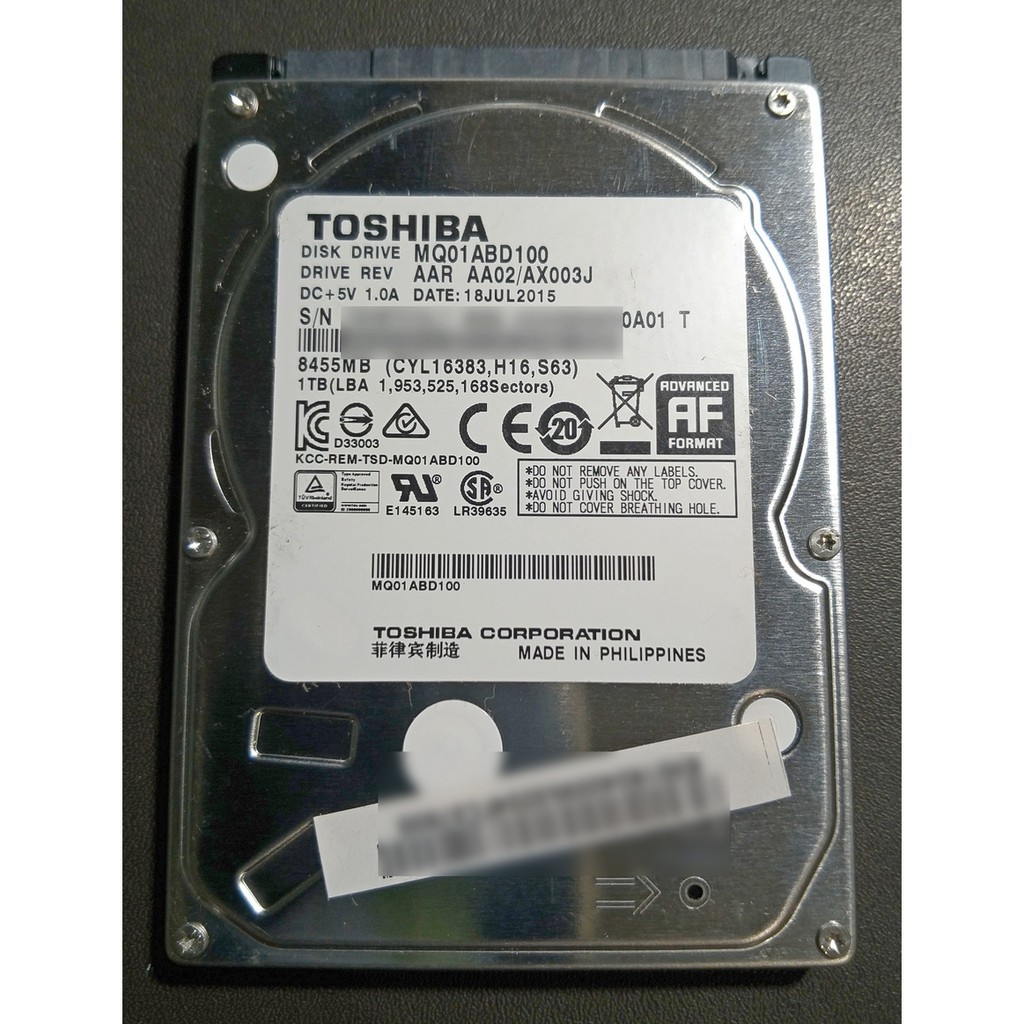 TOSHIBA 東芝 2.5” SATA2 1TB HD 2.5吋 筆電用 硬碟 MQ01ABD100