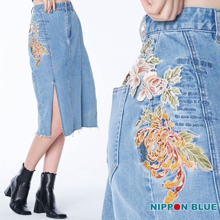 BLUE WAY 日本藍-立體繡花開牛仔半身裙-女款
