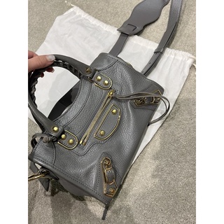 balenciaga mini City 巴黎世家 機車包 水泥灰 山羊皮