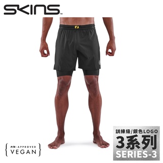【SKINS 澳洲 男 3系列 二合一壓縮短褲《黑》】ST0030107/壓縮褲/運動褲/彈力褲/緊身褲