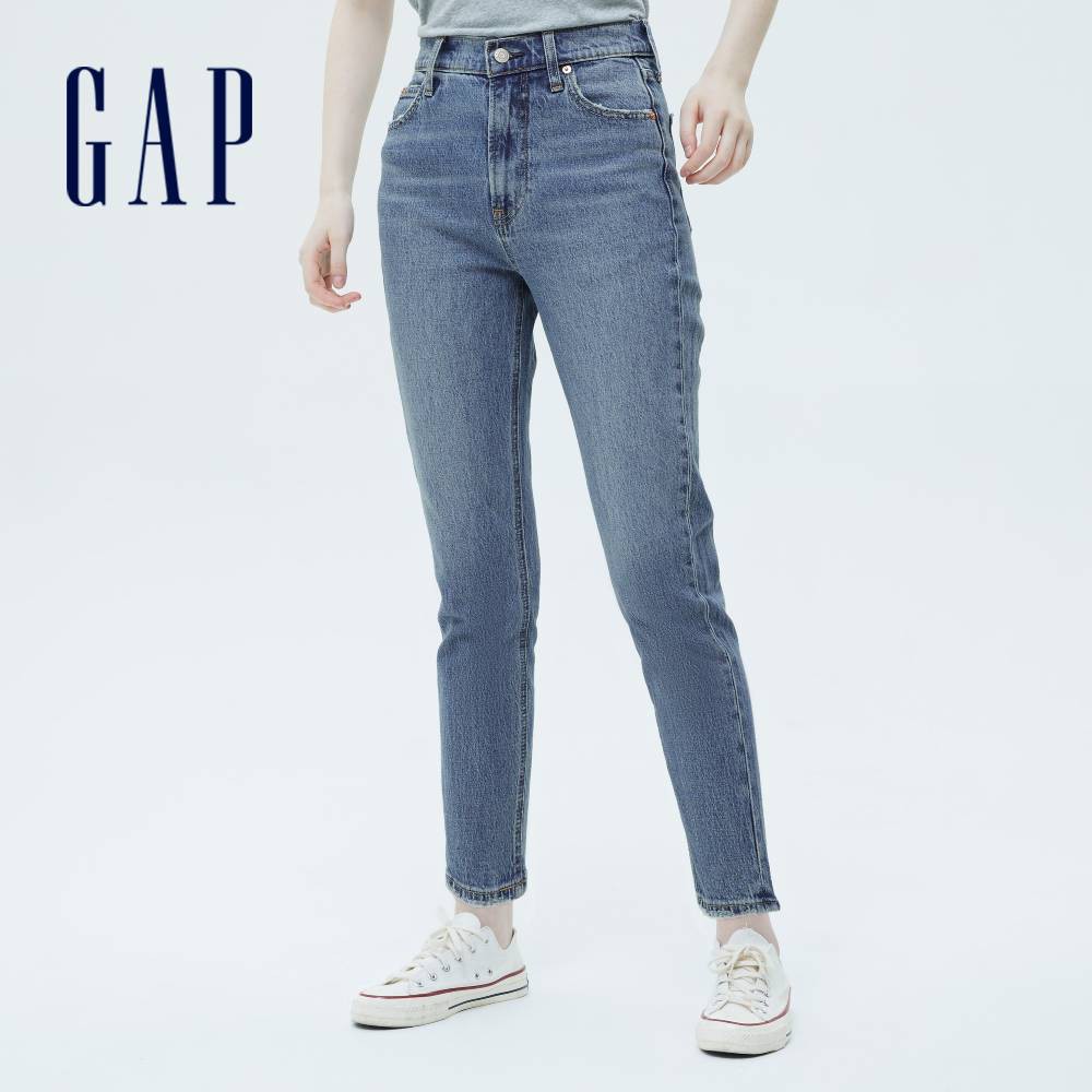 Gap 女裝 復古錐形超高腰修身牛仔褲-藍色(660486)