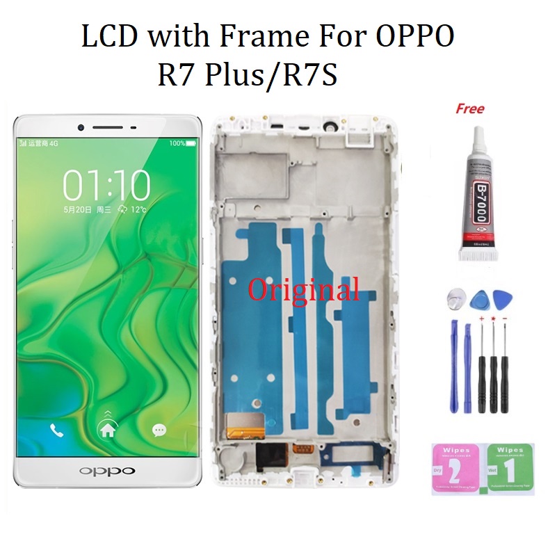 Oppo R7S R9 Plus 原裝 LCD 帶邊框液晶顯示屏帶邊框擋板觸摸屏更換部件