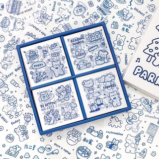 軟軟熊熊樂園系列PVC透明防水100張貼紙禮盒手帳杯子裝飾