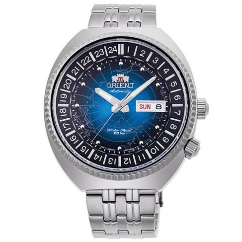 ORIENT東方錶 男 World Time系列 世界時錶 漸層藍 機械腕錶(RA-AA0E03L)