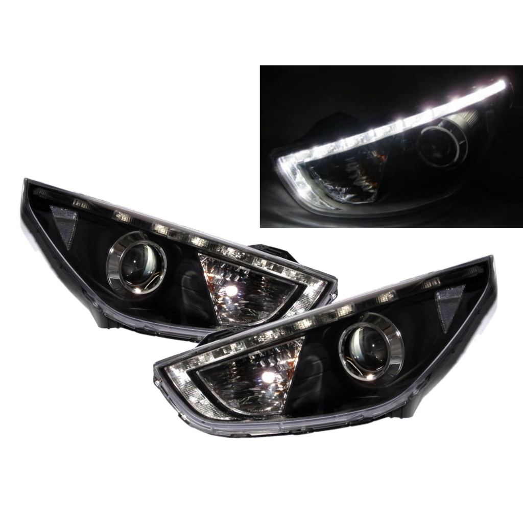 卡嗶車燈 適用 HYUNDAI 現代 IX35 TUCSON LM 2009-2015 五門車 LED導光條魚眼 大燈