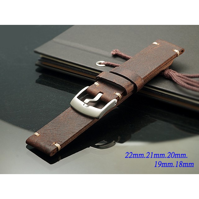 【時間探索】 軍錶.運動錶- 手工限量仿舊瘋馬皮款錶帶 ( 22mm.21mm.20mm.19mm18mm )