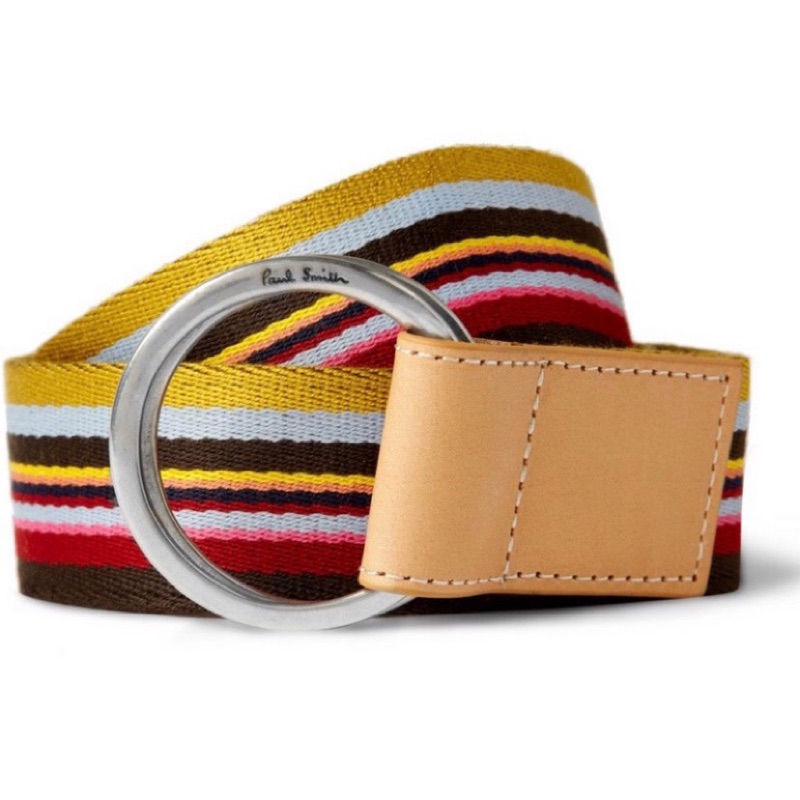 Paul Smith Striped Canvas 帆布腰帶 皮帶 彩虹條紋 保證正品