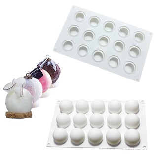 臺灣現貨 15連中球慕斯模蛋糕矽膠模 冰激淩模 烘焙用具 圓球模法式甜品模MCM-135（藝）