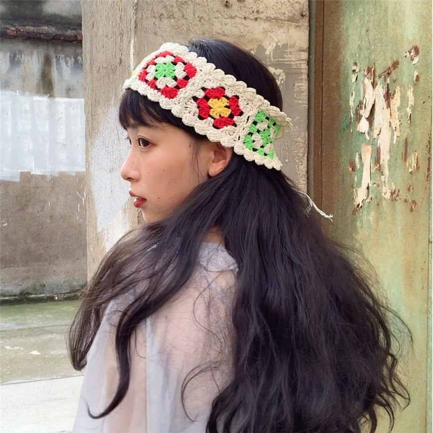 青森女棉線編織復古純手工鉤花髮帶文木瓜製品 現貨 髮帶女夏季百搭頭飾 蝦皮購物