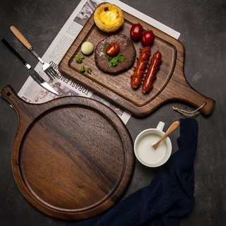 【現貨當天發出】牛排餐盤家用木質日式木盤子長方形盤子西餐盤早餐餐具披薩木板