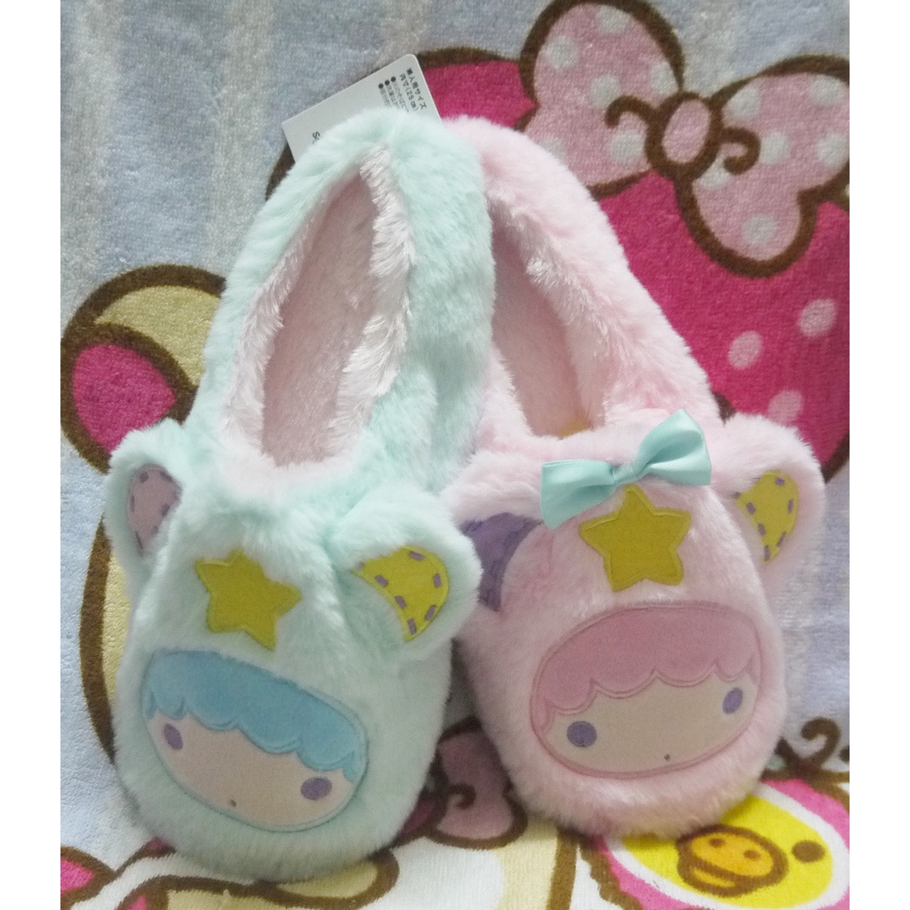 日版﹝Sanrio﹞限定※Little Twin Stars雙子星※【kiki+lala雙色圖案】絨毛拖鞋(25公分)