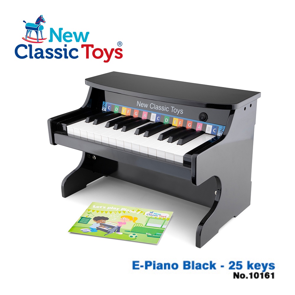 荷蘭New Classic Toys 幼兒25鍵電子鋼琴玩具-沉穩黑-10161 含琴譜 /鋼琴玩具/兒童電子鋼琴玩具