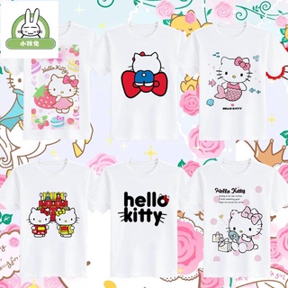 親子裝 可愛日系少女kt貓hello kitty凱蒂貓女童學生上衣短袖T恤衫衣服裝