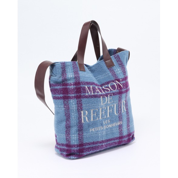 日本品牌 MAISON DE REEFUR 梨花品牌 全新正品現貨 格紋質感絨毛兩揹購物袋 托特包
