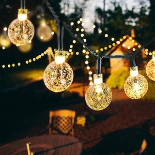 新款 20 / 50 LED 水晶球 5M / 10M 太陽能燈 LED 串仙女燈太陽能花環花園聖誕節裝飾