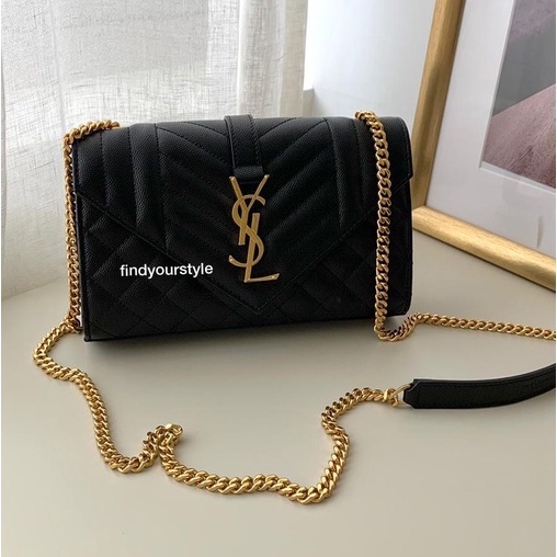 Findyourstyle 正品代購 YSL 信封包小號 荔枝黑金釦