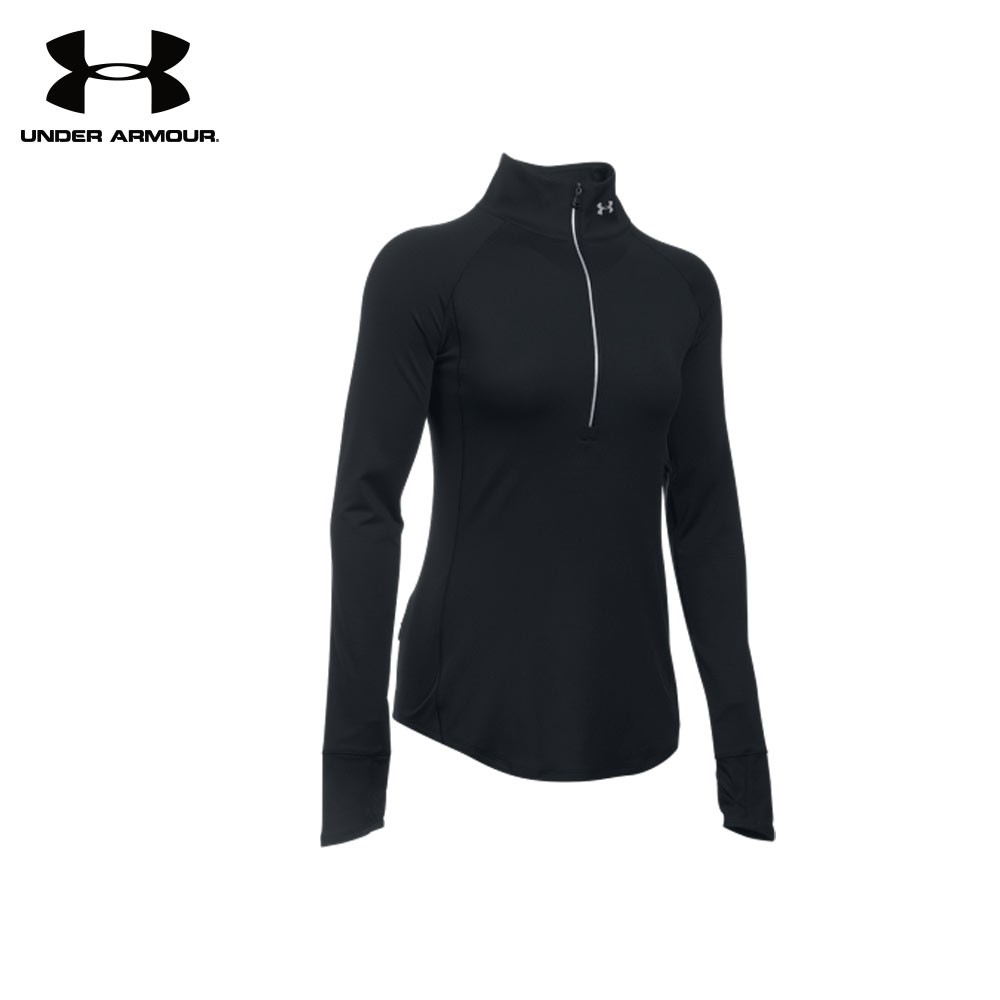 【UNDER ARMOUR】UA女 Layered Up!半開襟長袖上衣 黑(Fitted,亞洲版型)