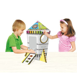 商檢合格 彩繪火箭紙屋 DIY塗鴉組裝紙箱 彩繪紙箱 手工勞作玩具 繪畫玩具