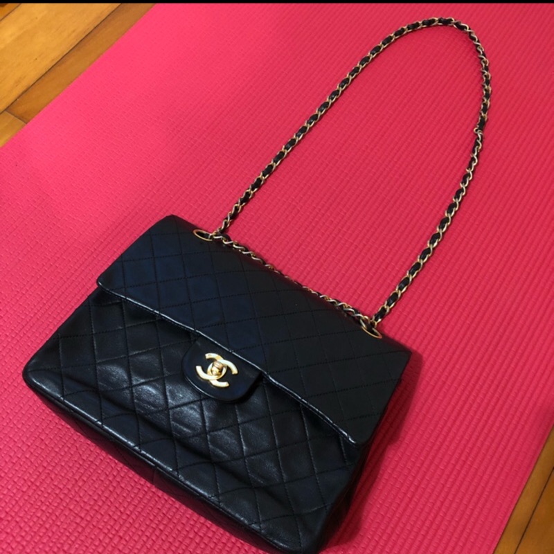 二手🎉🎉🎉免運費🧡 CHANEL Vintage Coco mini 2.55 老香雙層肩背包 香奈兒 羊皮金鍊