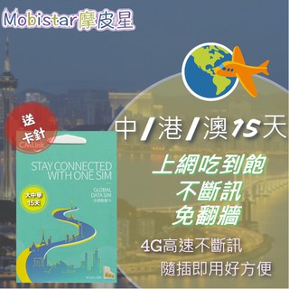 中國 香港 澳門 15天網路吃到飽上網卡 電信網卡 高速4G上網 sim卡 網路卡 無線上網吃到飽 上網卡 免翻牆