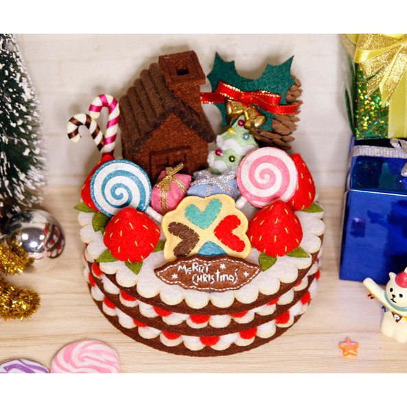 【免剪裁】不織布手工布藝DIY材料包 聖誕聖果蛋糕置物盒