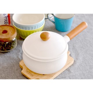 *小波日貨*現貨台灣出貨 野田琺瑯 POCHKA 白色牛奶鍋 15cm 1.1L 附蓋 單柄 日本製 適用IH