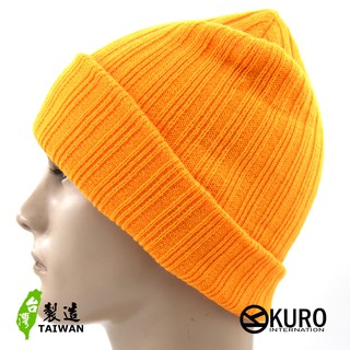KURO-SHOP秋冬新品 橘色直紋 針織帽 扁帽
