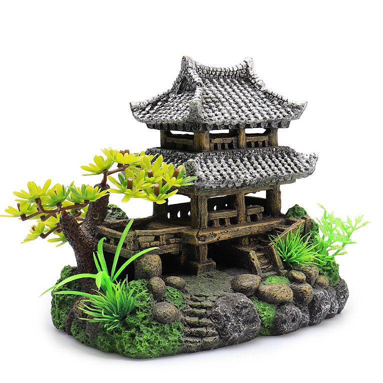 AA精品【新品熱賣】魚缸造景仿真假山建築城堡水族箱裝飾造景石江南微 