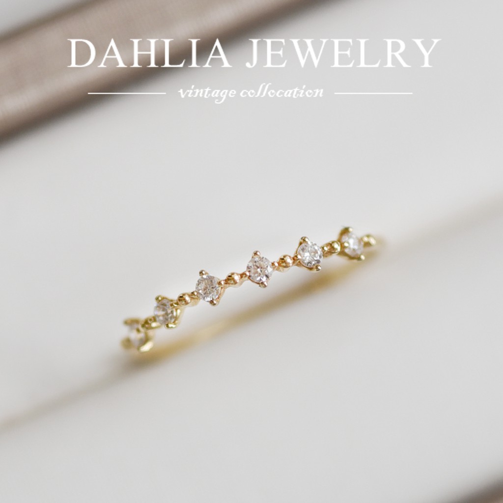 Dahlia 14k金亮眼精緻隔鑽戒指輕珠寶k金 蝦皮購物