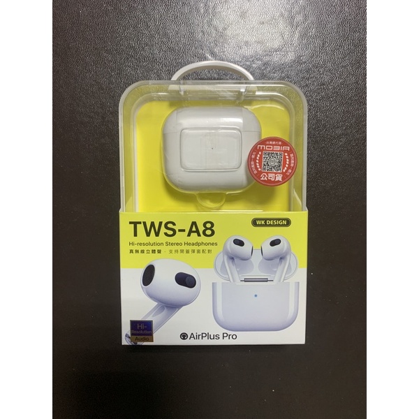 WK TWS A8 真藍牙耳機 AirPlus Pro 藍牙5.0 立體聲 台灣公司貨 蘋果 安卓