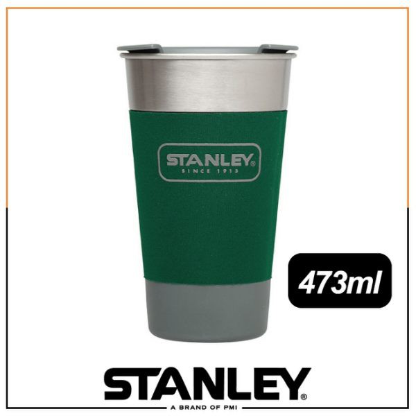 【Stanley 美國 SS Pint 冒險系列酒壺473ml《錘紋綠》】10-01703/隨身杯/飲料杯/不/悠遊山水