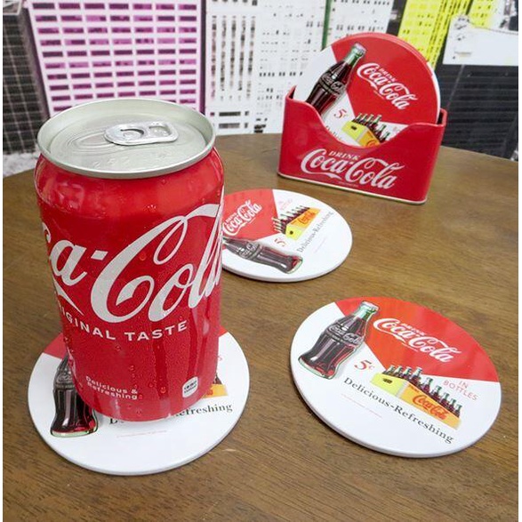 日本進口 Coca-Cola 可口可樂 啤酒杯墊 飲料杯墊 6 件套