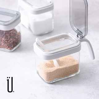 【UdiLife】 生活大師 美廚方形玻璃調味罐附匙350ml