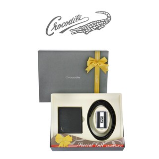 【寧寧精品】臺中30年皮件店 Crocodile 【真皮男用皮夾+皮帶=精美禮盒組】現貨可刷卡 847-1 男短夾區