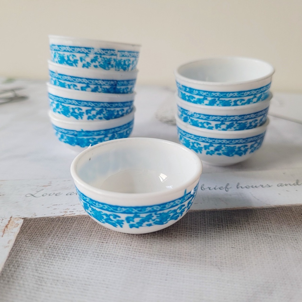 袖珍玩具 仿真瓷碗 中式碗 青花瓷  碗公 食玩 塑膠碗