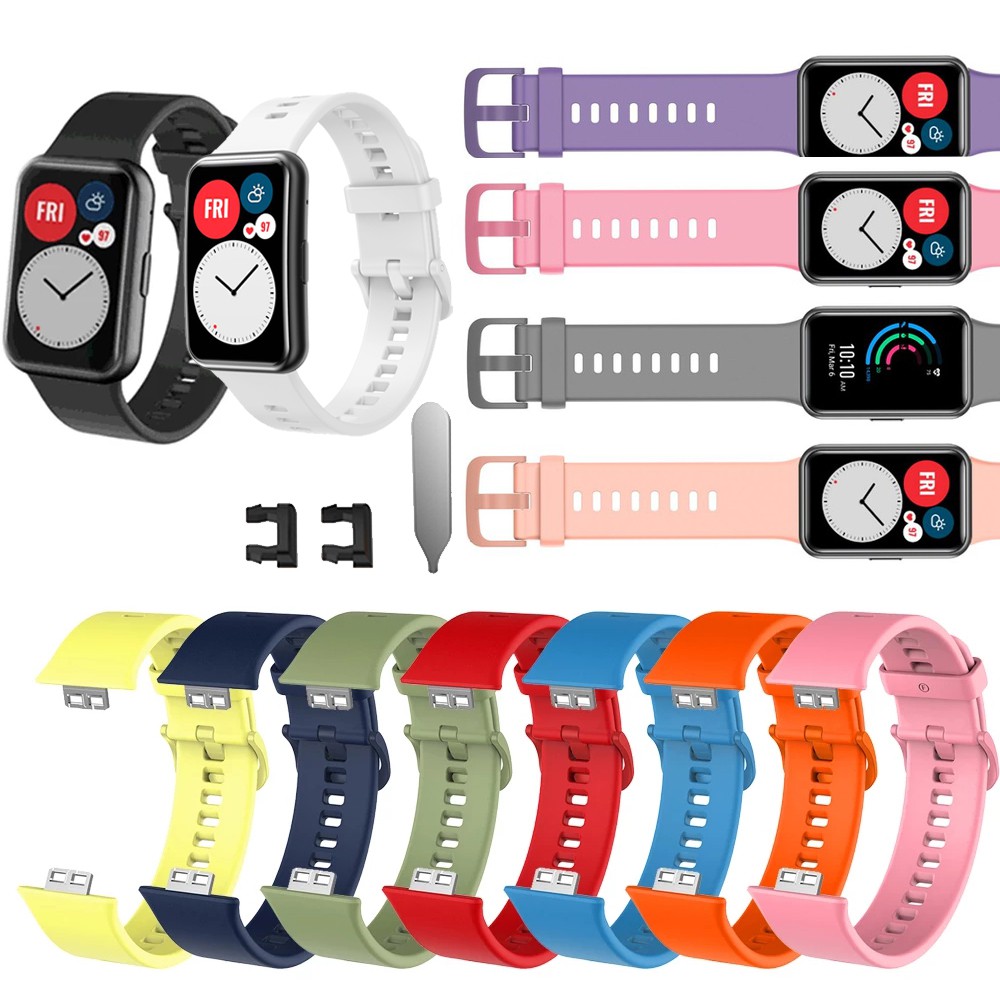 適用於華為 Watch Fit New /SE 的矽膠錶帶 /特別版防水運動錶帶時尚腕帶運動替換錶帶手鍊