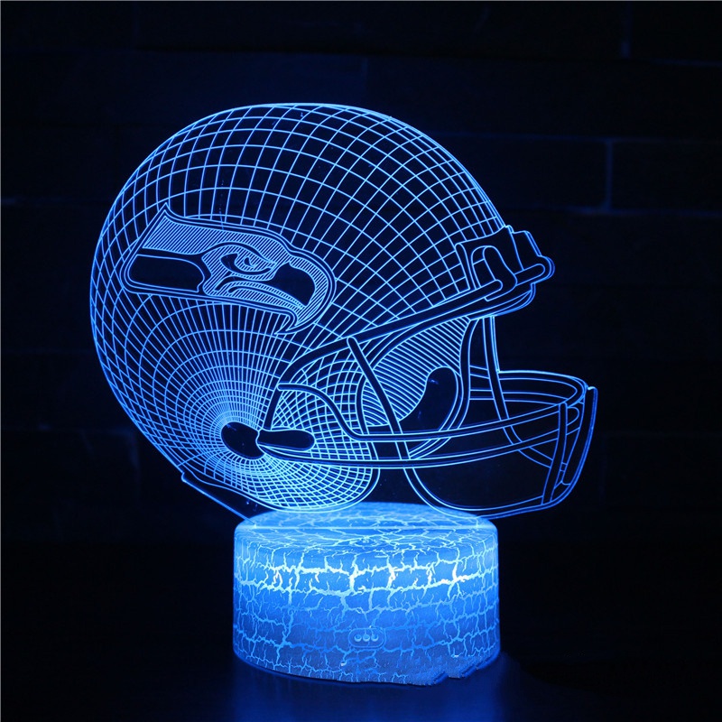 [現貨]美式足球頭盔3D視覺立體燈 NFL西雅圖海鷹Seahawks 七彩漸變氣氛 觸摸開關 橄欖球錯覺小夜燈創意禮物