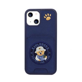 全新現貨韓國designskin iPhone 13/13promax蘋果深藍深紫色刺繡泰迪熊手機殼手機套車銀優同款
