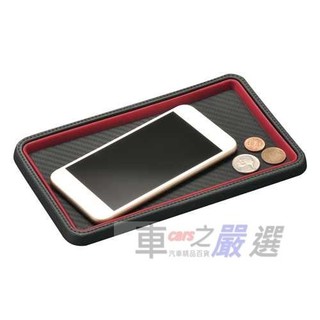 車之嚴選 cars go 汽車用品【DZ397】CARMATE車用碳纖紋附紅框止滑墊 防滑墊(H120×W200mm)