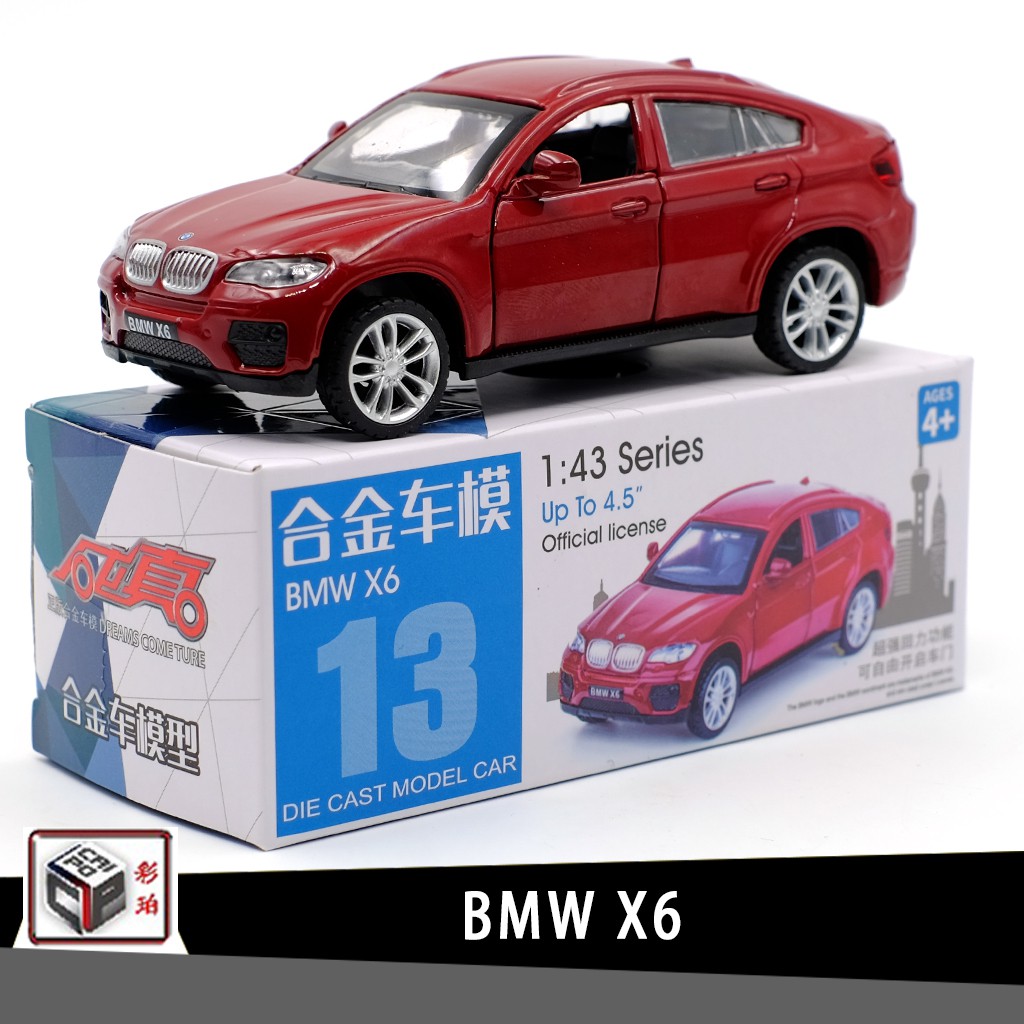 彩珀寶馬BMW X6越野車授權合金汽車模型1:43回力開門男孩兒童合金玩具車裝飾收藏擺件