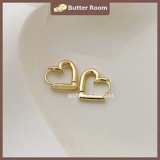 Butter Room 925純銀耳環 心心相印（金/銀） 臺灣出貨免運 鏤空 愛心造型 愛心耳圈 愛心耳環 耳圈
