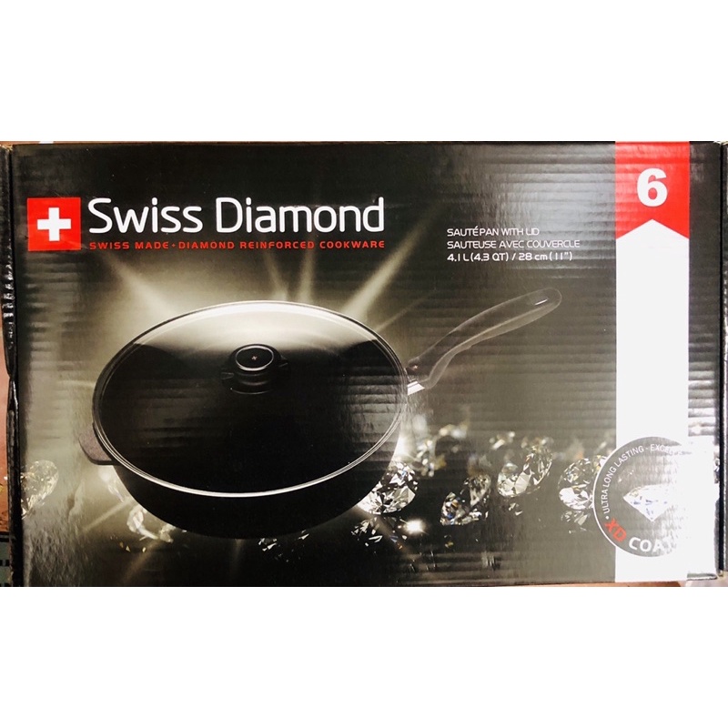 鑽石鍋 全聯 Swiss diamond 瑞士鑽石 深煎鍋 28cm 全新商品 免運
