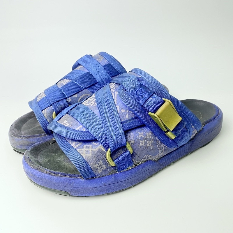 VISVIM X CLOT CHRISTO BLUE 藍絲綢 拖鞋 陳冠希 SZ:M 有盒 狀況請看內文 二手美品
