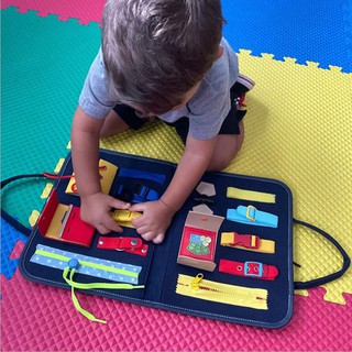 蒙特梭利日常生活 幼兒玩具 可摺疊14件套感官玩具 兒童生活早教益智玩教具 忙碌板 穿衣學習板