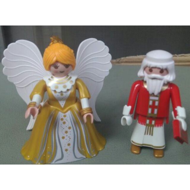 德國 Playmobil 聖誕 天使 教宗 澎裙 翅膀 金髮 星星 馬尾 主教 白髮 書 聖經 耶穌 聖誕老人 摩比