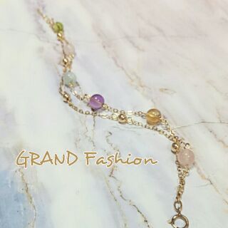 【GRAND Fashion手作坊】粉晶 黃水晶 紫水晶 海藍寶 橄欖石 14k包金手鍊 客製 五行 天然寶石