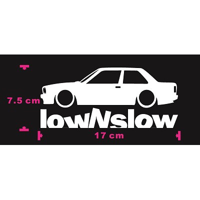 【豆豆彩藝】B26-BMW E30 Low N Slow 簍空防水貼紙 (M-POWER 經典90老車)