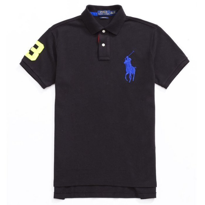 【Polo Ralph Lauren】男裝大人 黑色大馬短袖POLO衫數字3